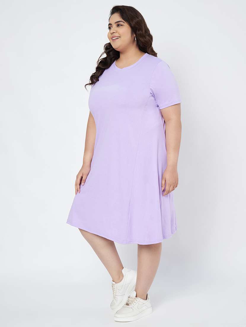 women plus size solid short sleeve a-line dress - 22086777 -  Standard Image - 1