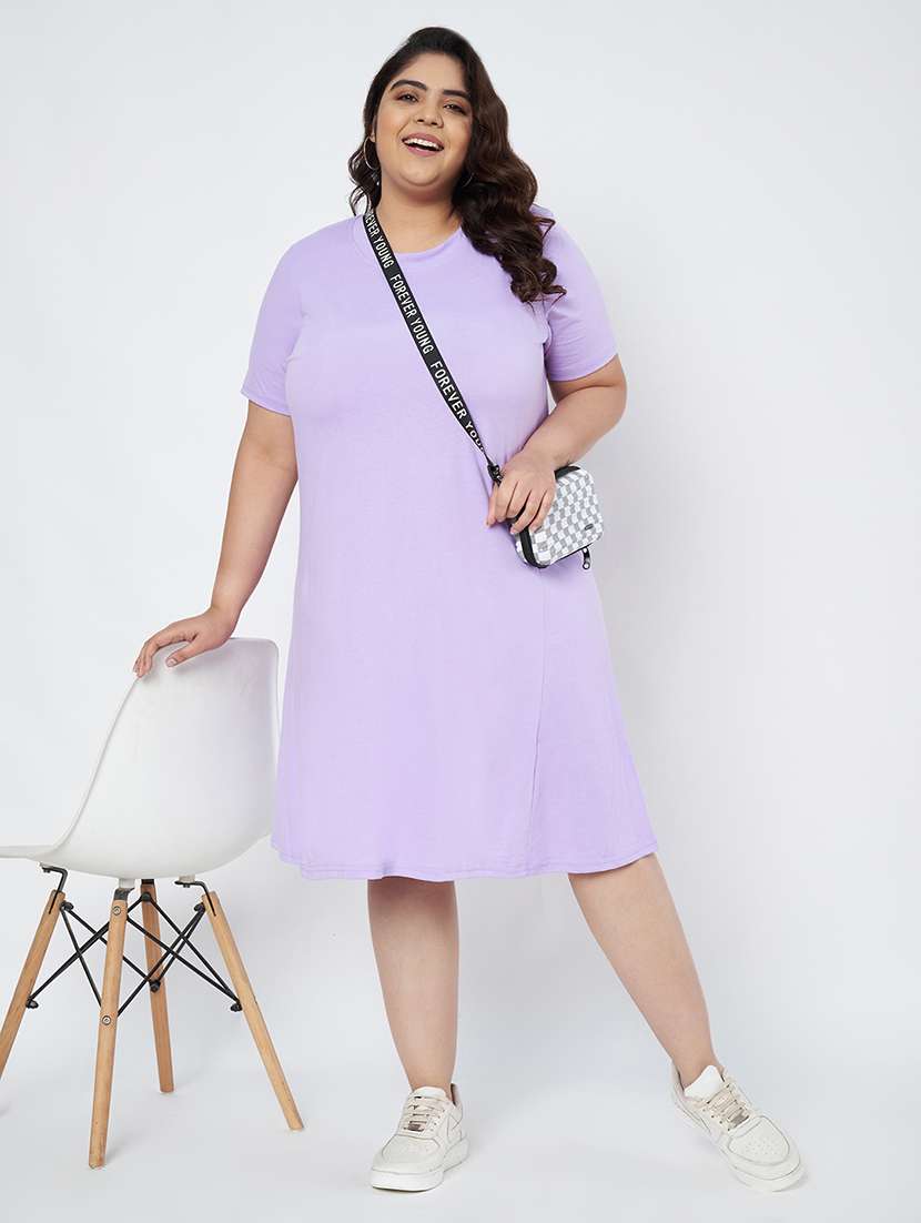 women plus size solid short sleeve a-line dress - 22086777 -  Standard Image - 4