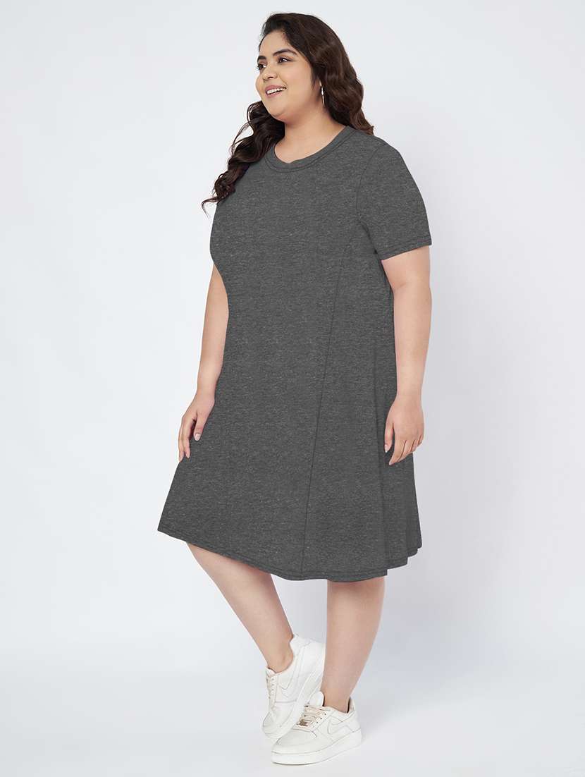 women plus size solid short sleeve a-line dress - 22086778 -  Standard Image - 1