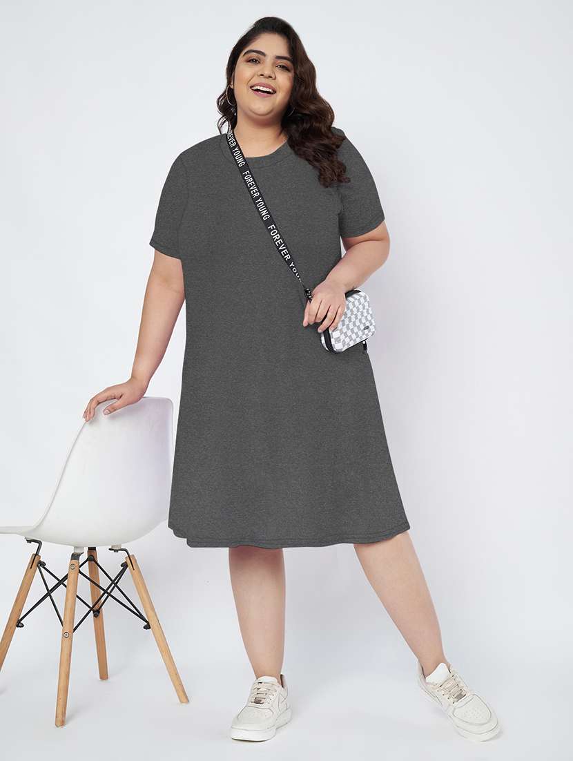 women plus size solid short sleeve a-line dress - 22086778 -  Standard Image - 4