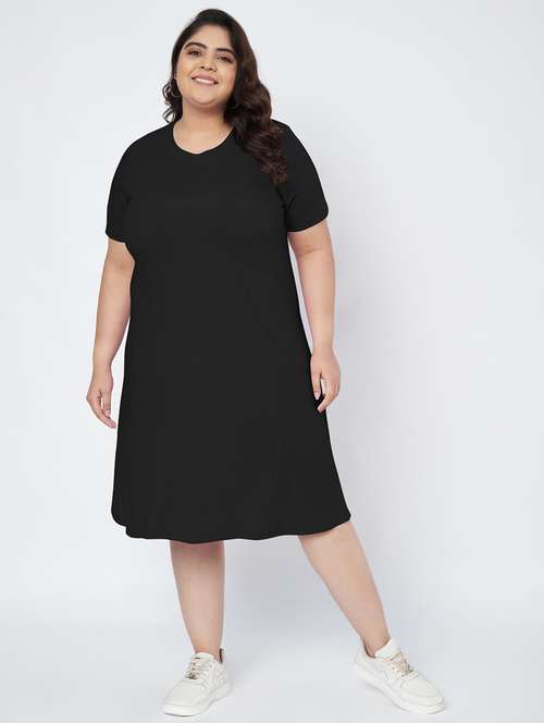 women plus size solid short sleeve a-line dress - 22086779 -  Standard Image - 0