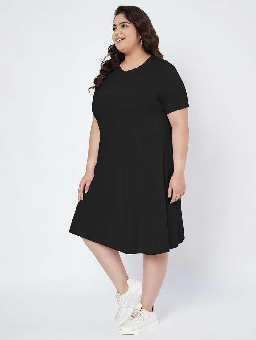 women plus size solid short sleeve a-line dress - 22086779 -  Standard Image - 1