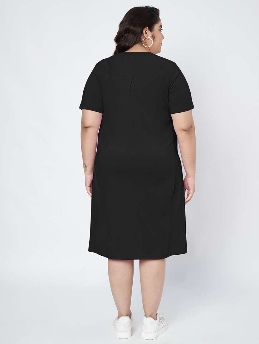 women plus size solid short sleeve a-line dress - 22086779 -  Standard Image - 4