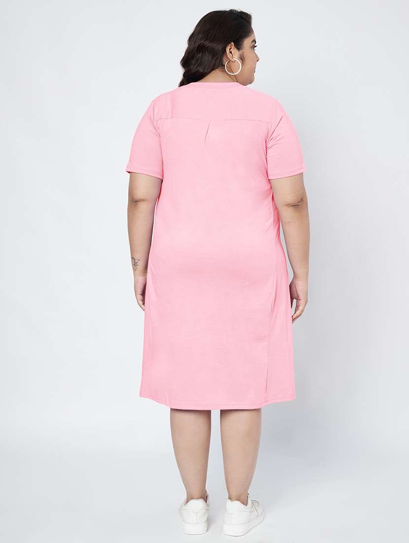women plus size solid short sleeve a-line dress - 22086780 -  Standard Image - 4