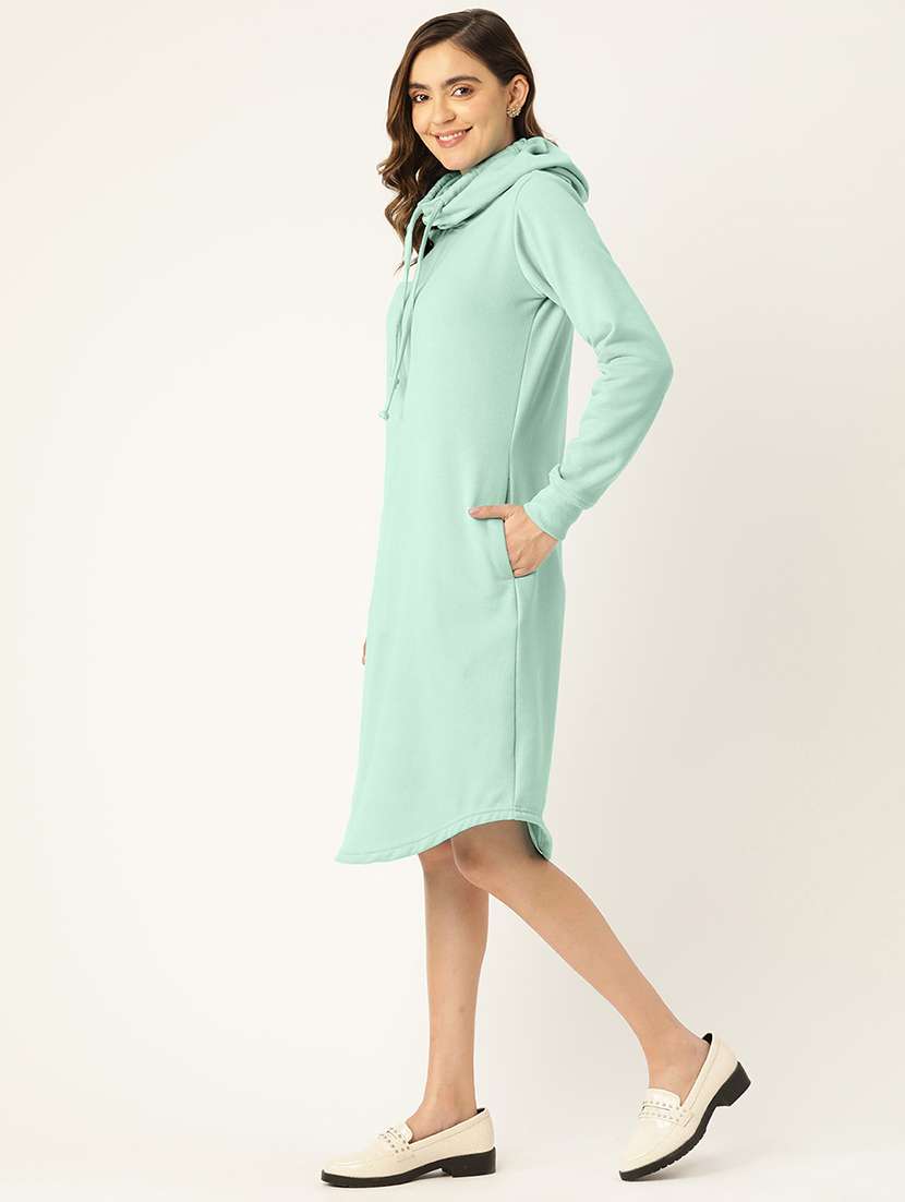 women solid long sleeve a-line dress - 22086802 -  Standard Image - 1