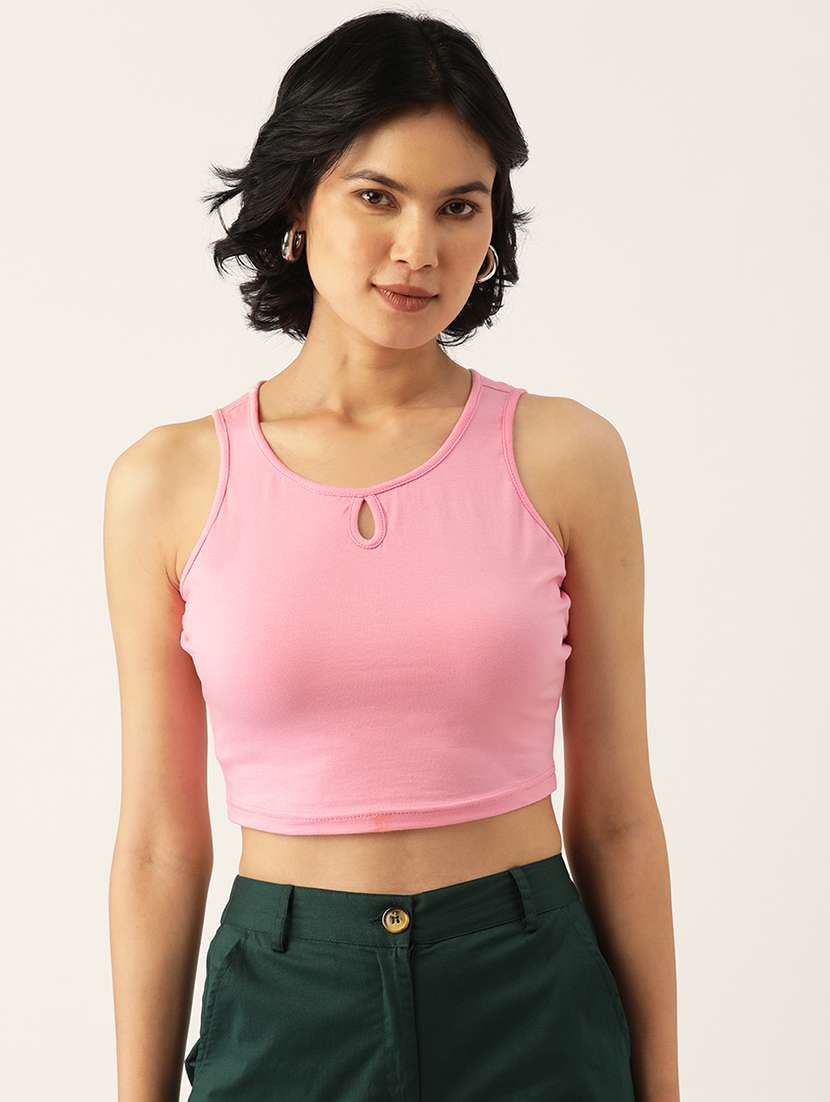 women solid sleeveless tank top - 22086823 -  Zoom Image - 0