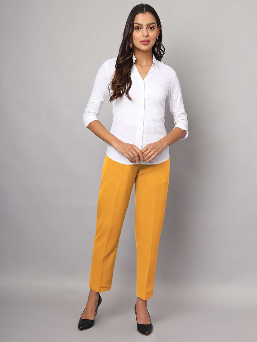 women solid high rise cigarette pants - 22086868 -  Standard Image - 4