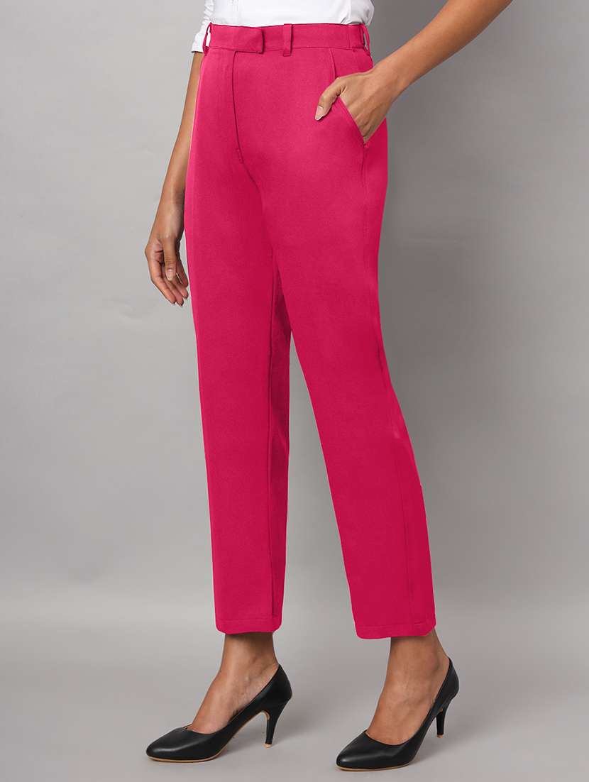 women solid high rise cigarette pants - 22086869 -  Standard Image - 1