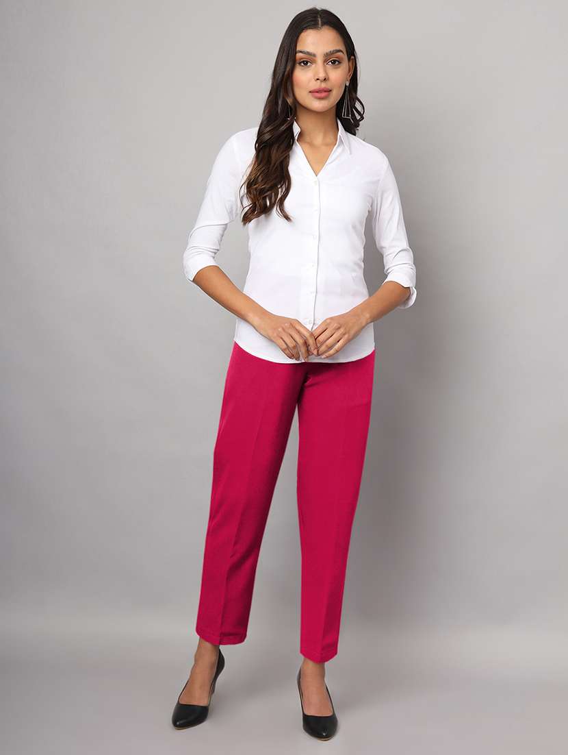 women solid high rise cigarette pants - 22086869 -  Standard Image - 4