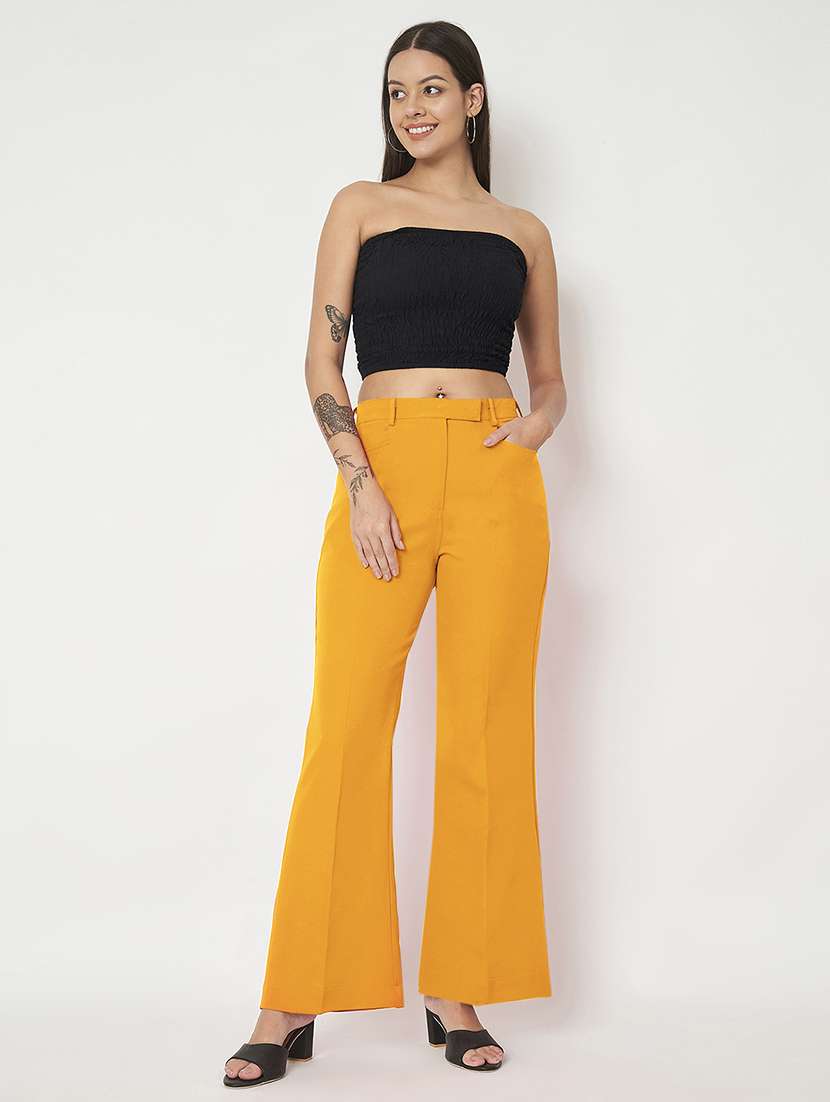 women solid high rise bootcut trouser - 22086872 -  Standard Image - 4