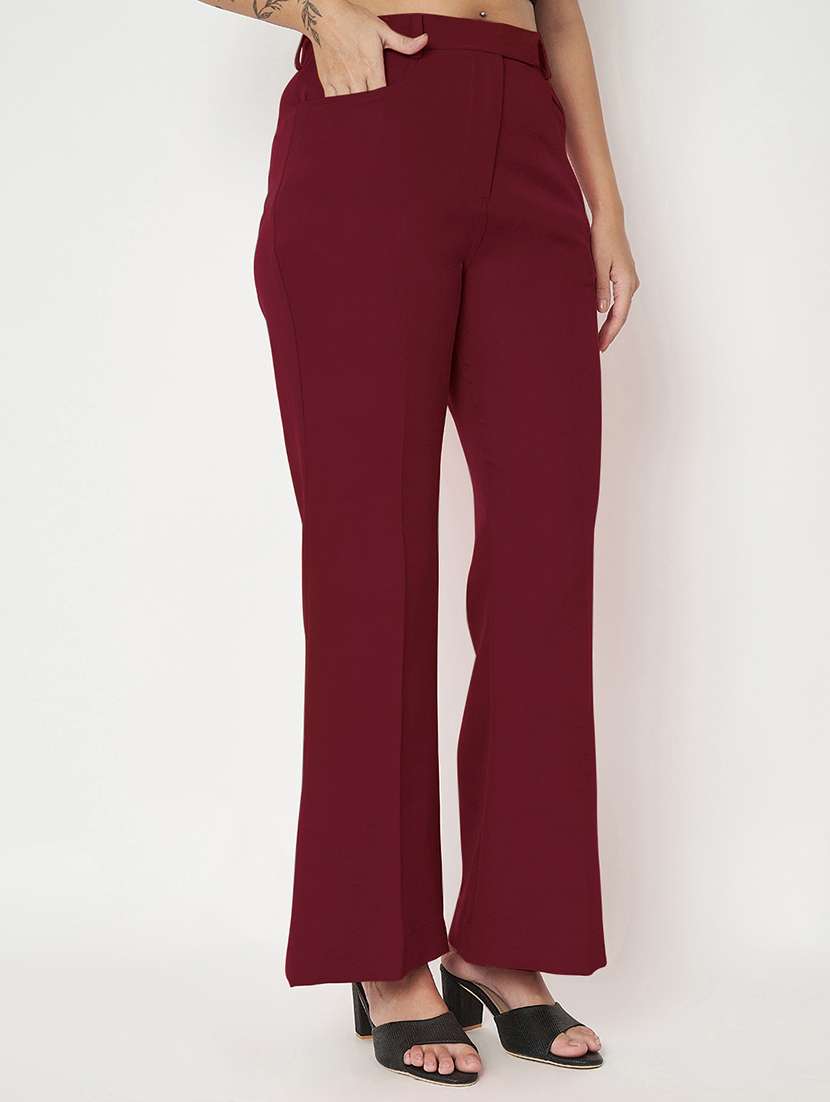 Women Solid High Rise Bootcut Trouser - 22086873 -  Standard Image - 1
