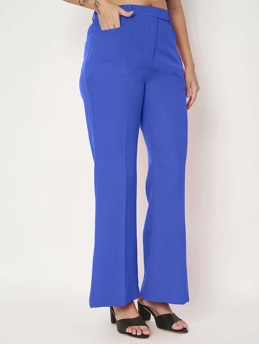 women solid high rise bootcut trouser - 22086874 -  Standard Image - 1