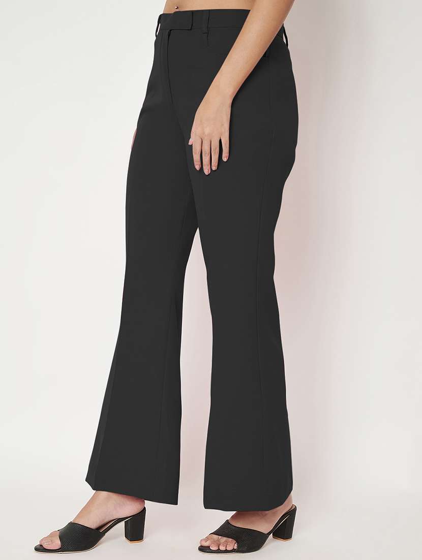 women solid high rise bootcut trouser - 22086875 -  Standard Image - 1