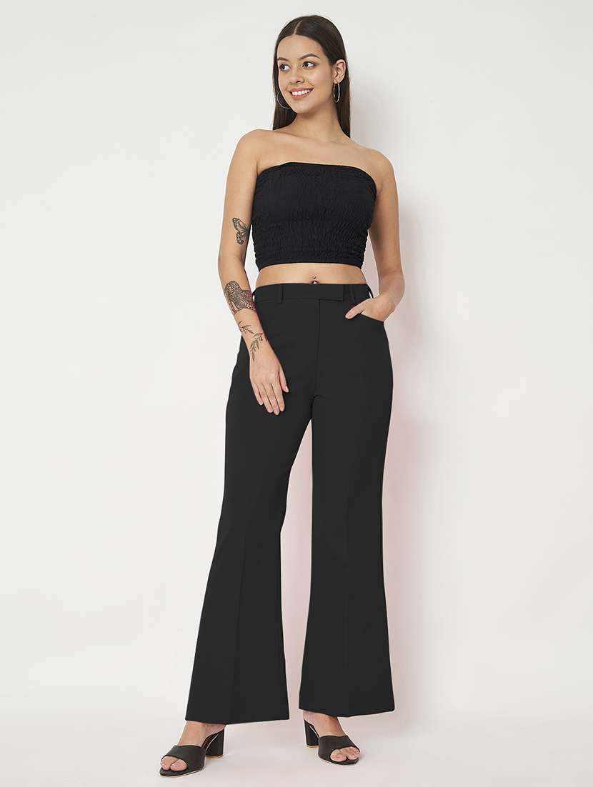 women solid high rise bootcut trouser - 22086875 -  Standard Image - 4