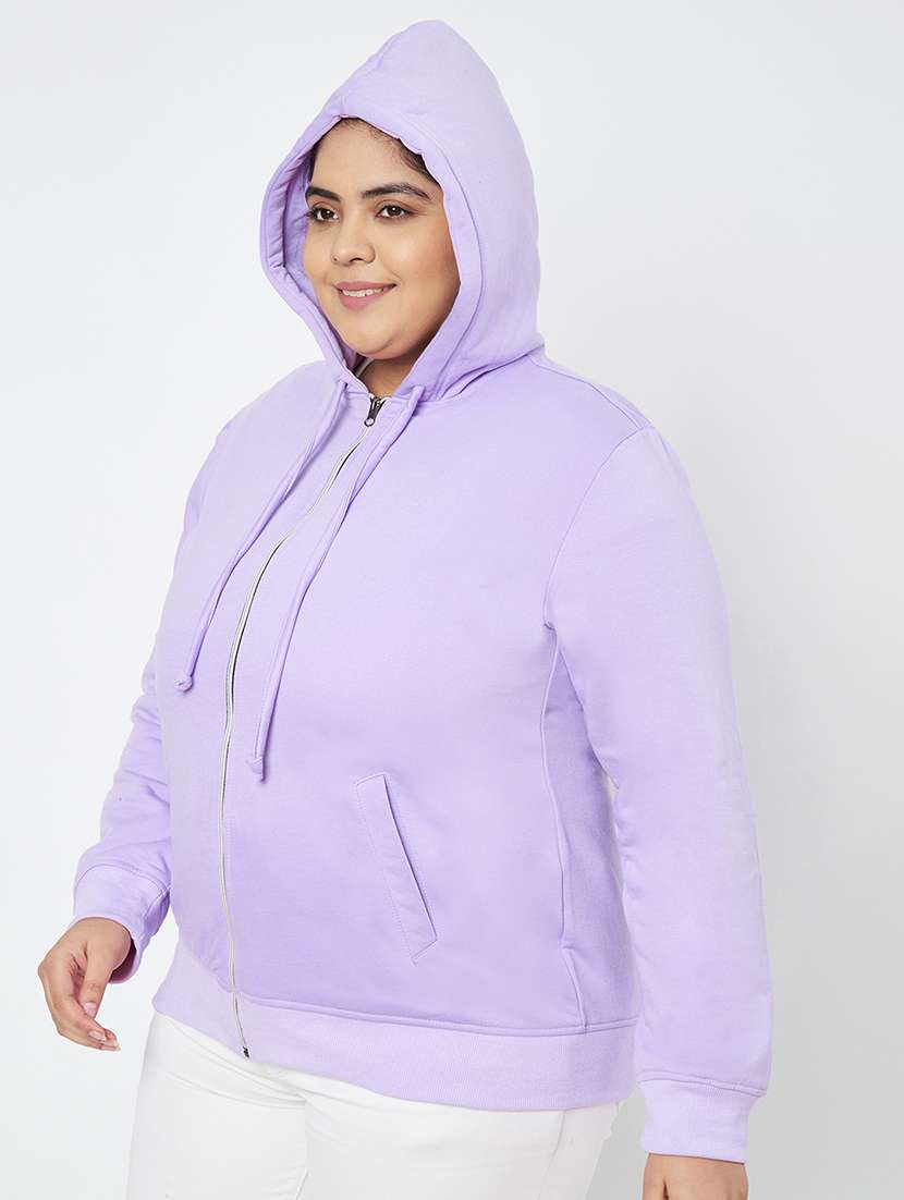 women plus size solid long sleeve hooded sweatshirt - 22086882 -  Standard Image - 1