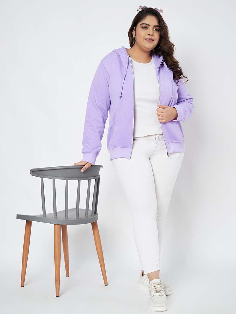 women plus size solid long sleeve hooded sweatshirt - 22086882 -  Standard Image - 4