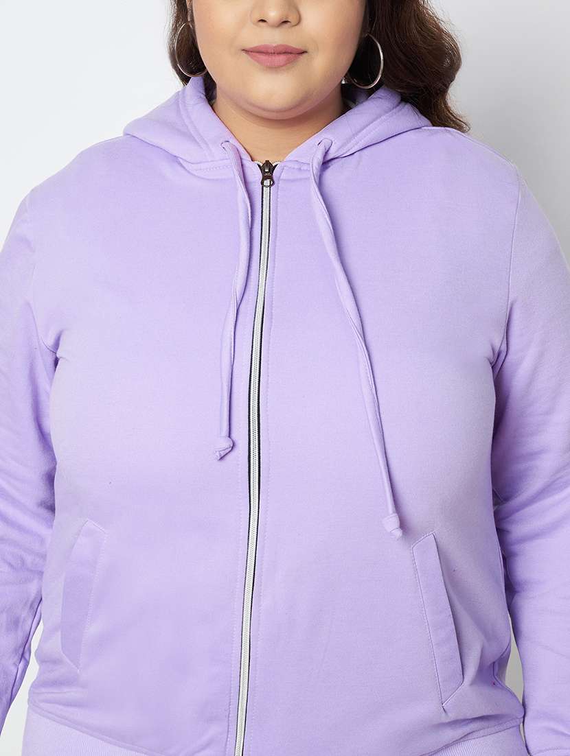 women plus size solid long sleeve hooded sweatshirt - 22086882 -  Standard Image - 6