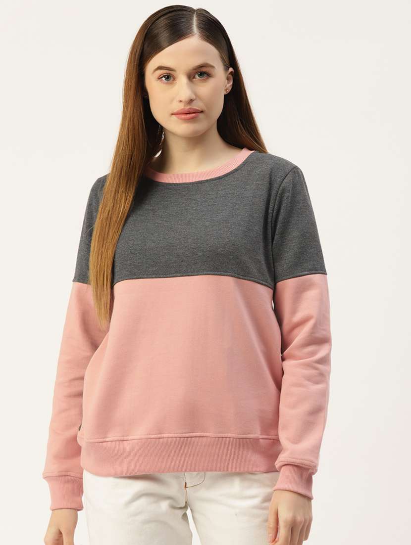 women color blocked long sleeve sweatshirt