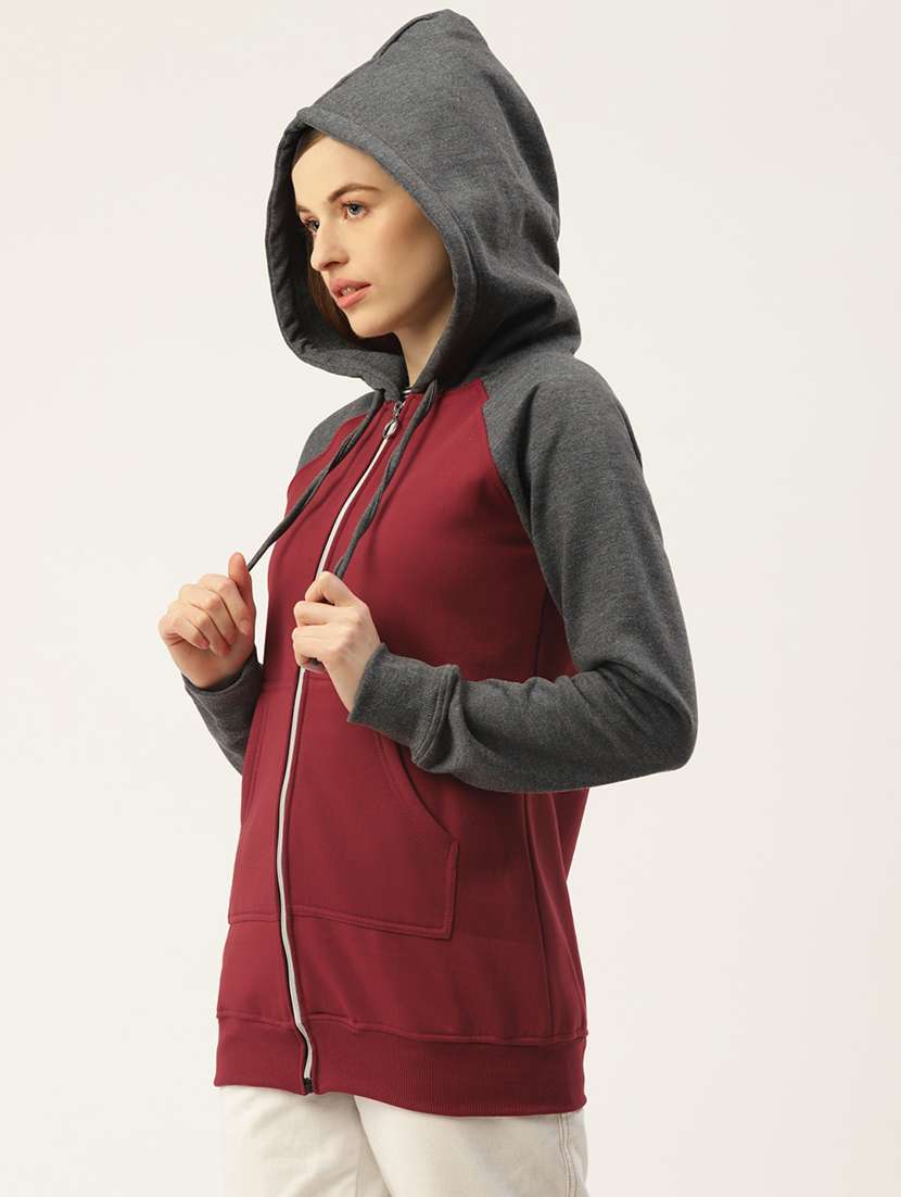 women color blocked long sleeve hooded sweatshirt - 22086921 -  Standard Image - 1