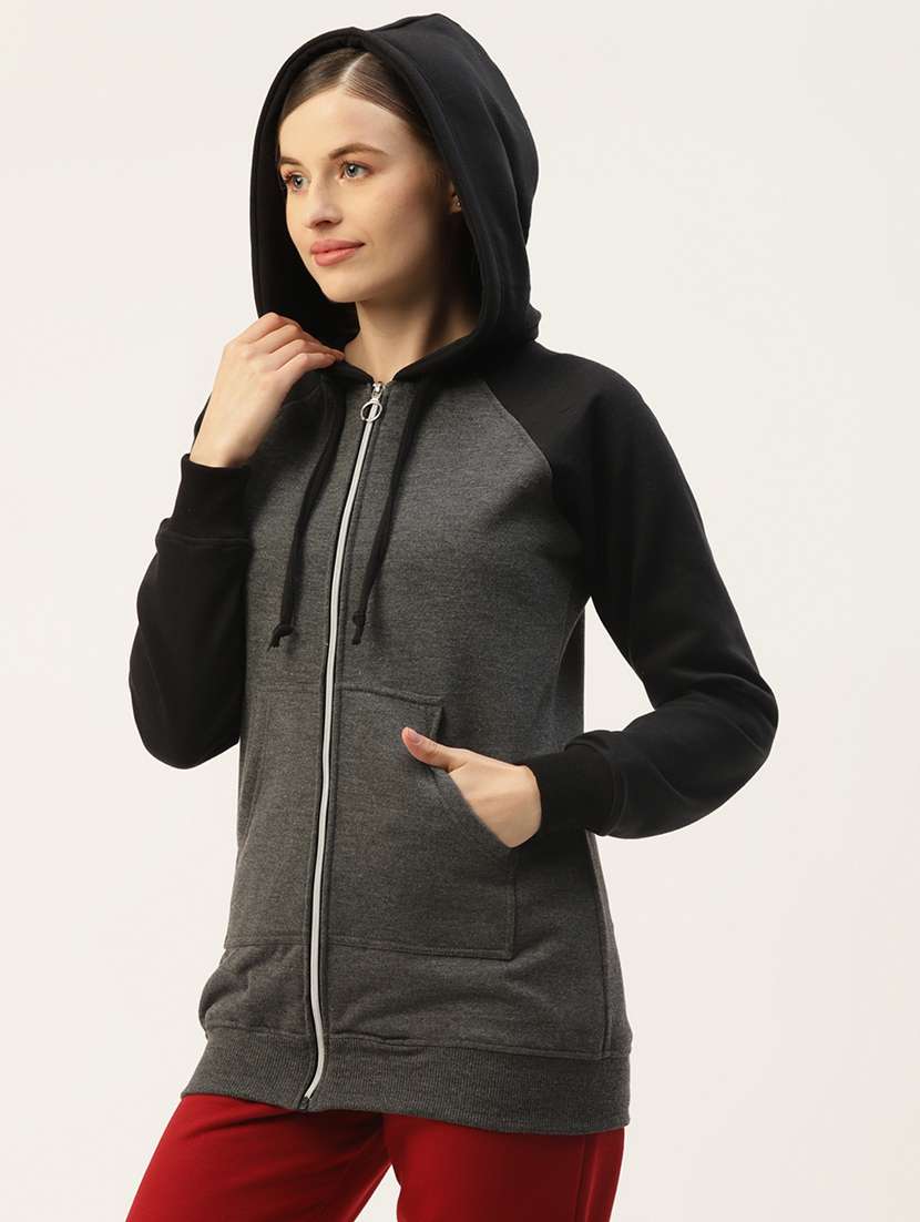 women color blocked long sleeve hooded sweatshirt - 22086922 -  Standard Image - 1