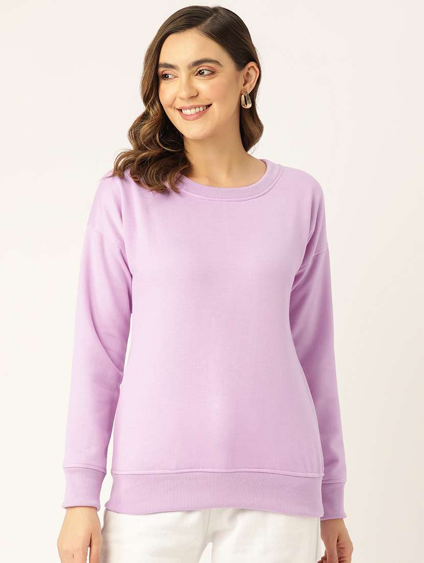 women solid long sleeve sweatshirt