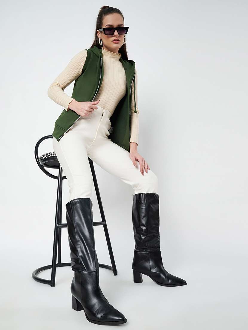 women solid sleeveless hooded sweatshirt - 22086936 -  Standard Image - 4