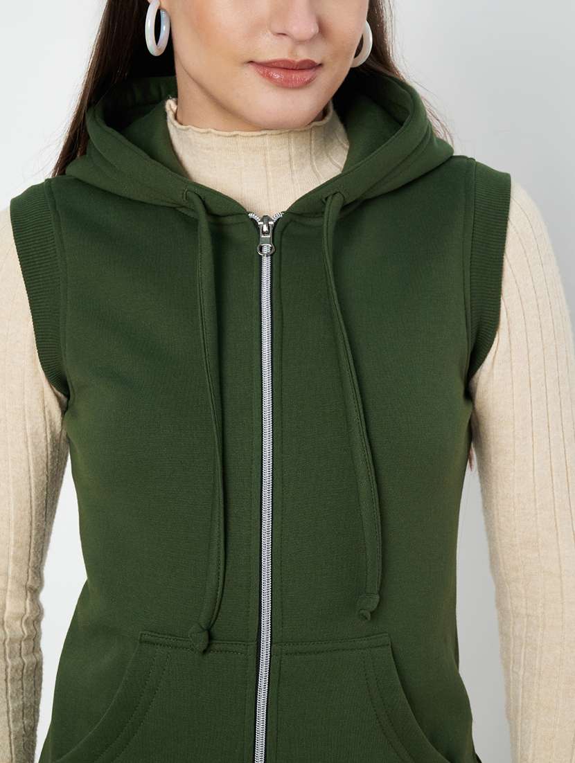 women solid sleeveless hooded sweatshirt - 22086936 -  Standard Image - 6