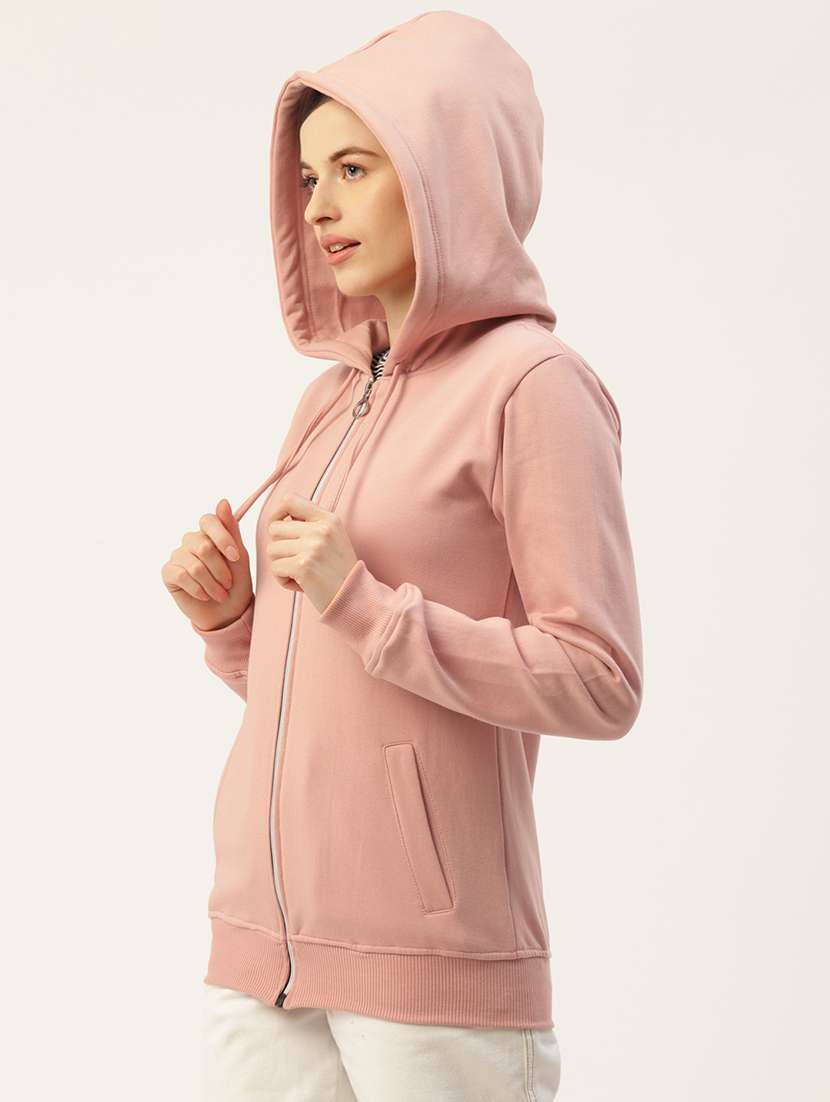 women solid long sleeve hooded sweatshirt - 22086942 -  Standard Image - 1