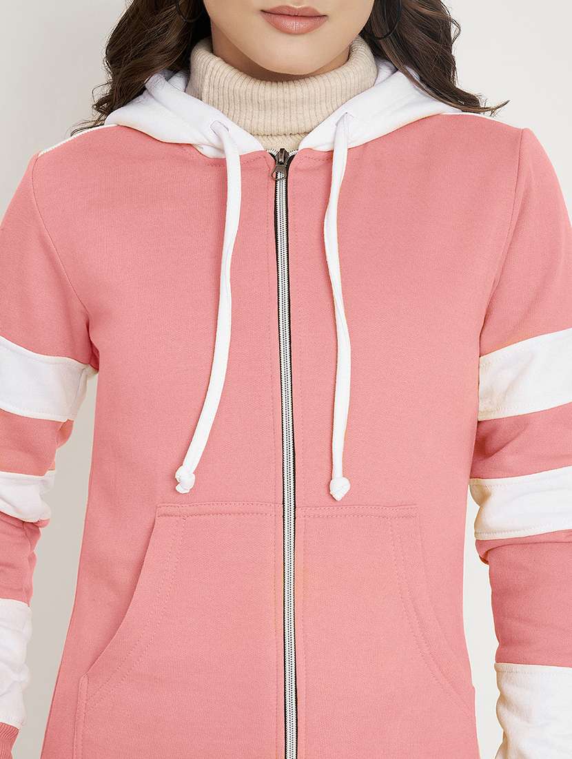 women color blocked long sleeve hooded sweatshirt - 22086963 -  Standard Image - 4