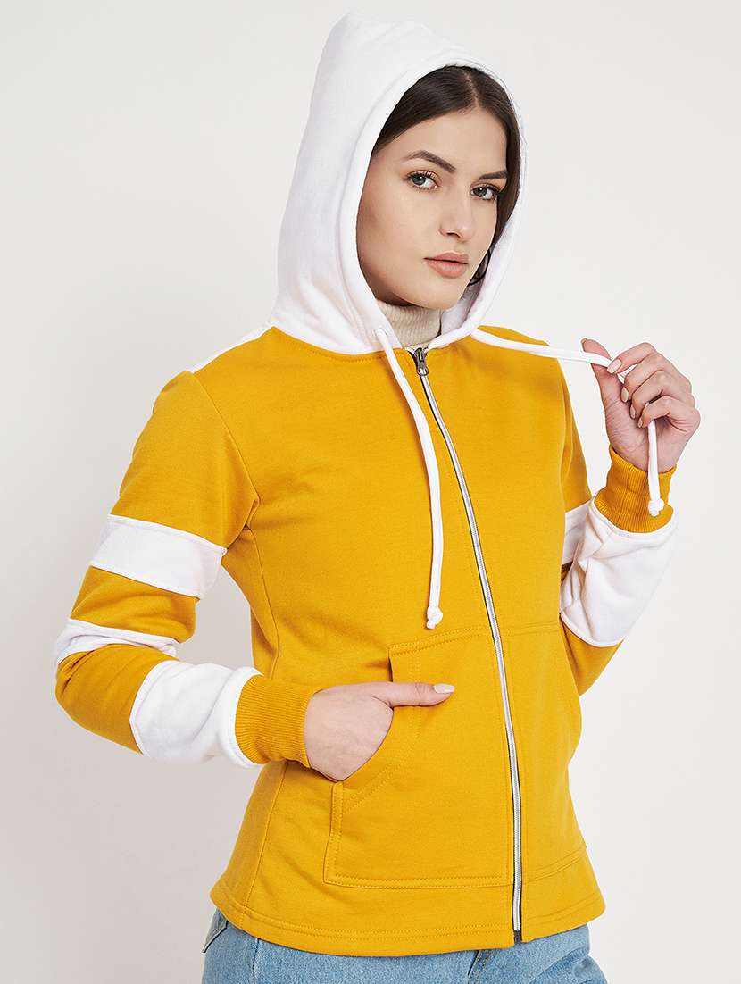 women color blocked long sleeve hooded sweatshirt - 22086967 -  Standard Image - 1
