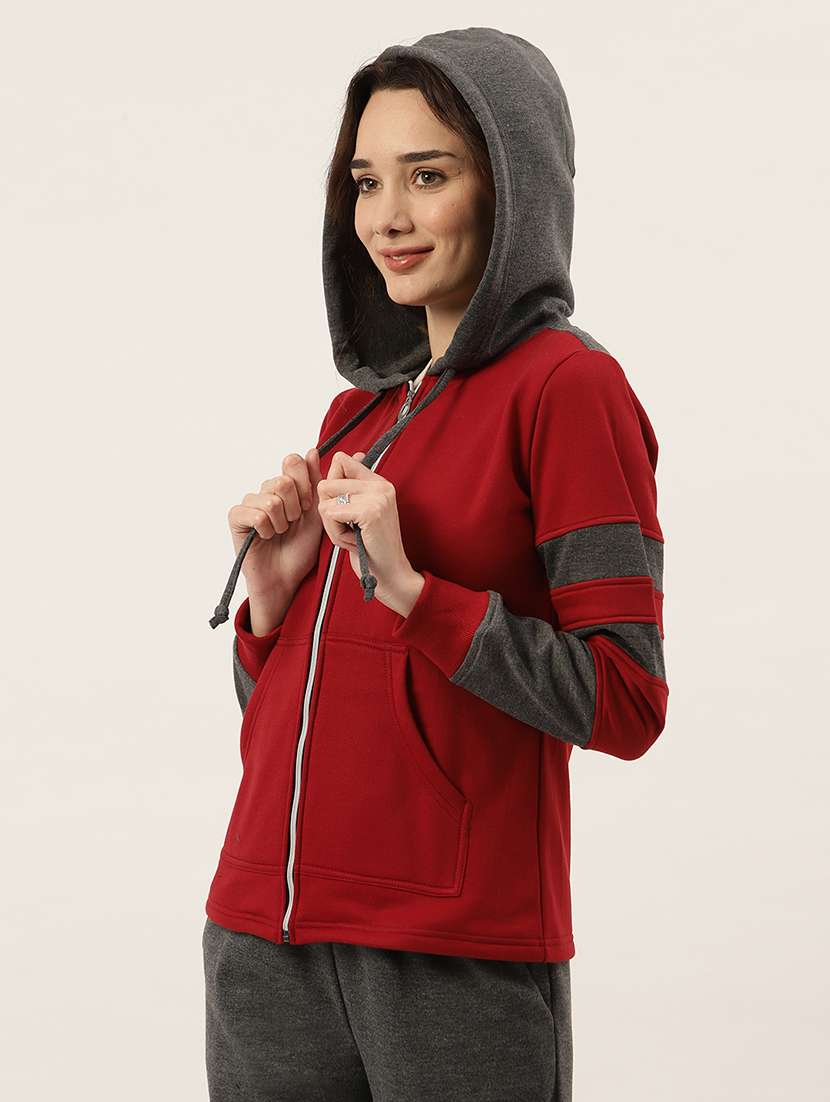 women color blocked long sleeve hooded sweatshirt - 22086968 -  Standard Image - 1
