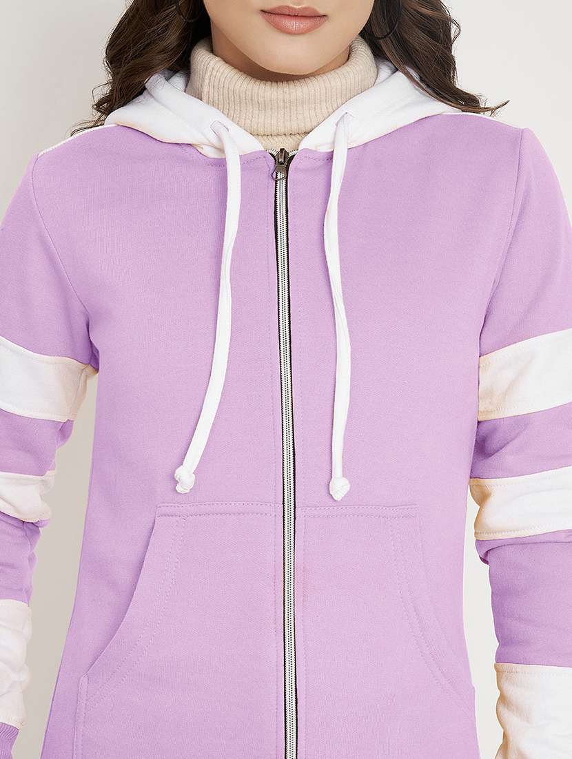 women color blocked long sleeve hooded sweatshirt - 22086969 -  Standard Image - 4