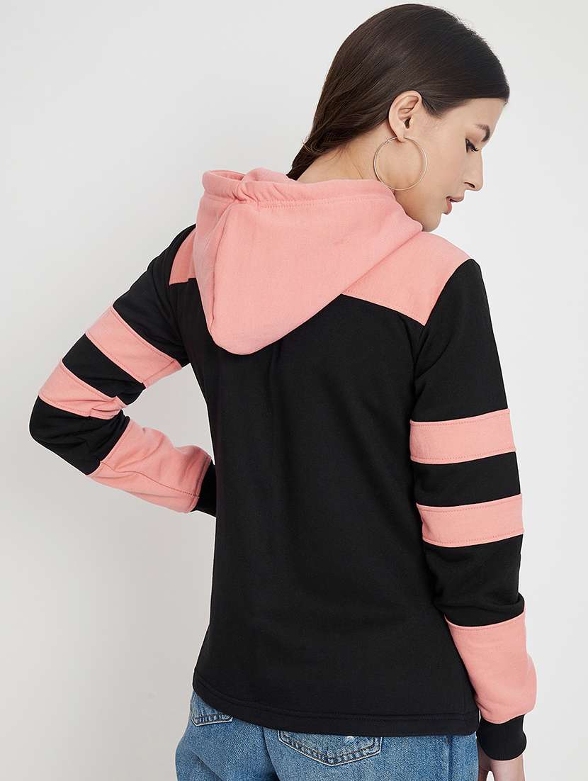 women color blocked long sleeve hooded sweatshirt - 22086972 -  Standard Image - 4