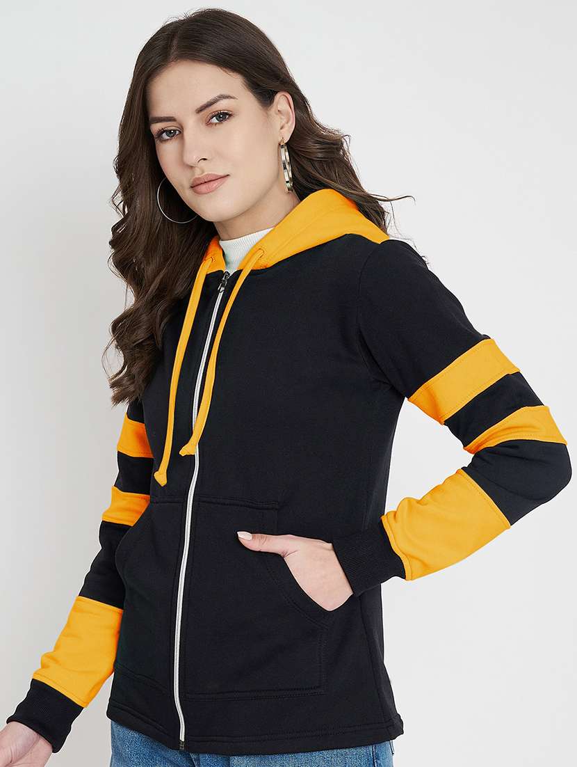 women color blocked long sleeve hooded sweatshirt - 22086973 -  Standard Image - 1