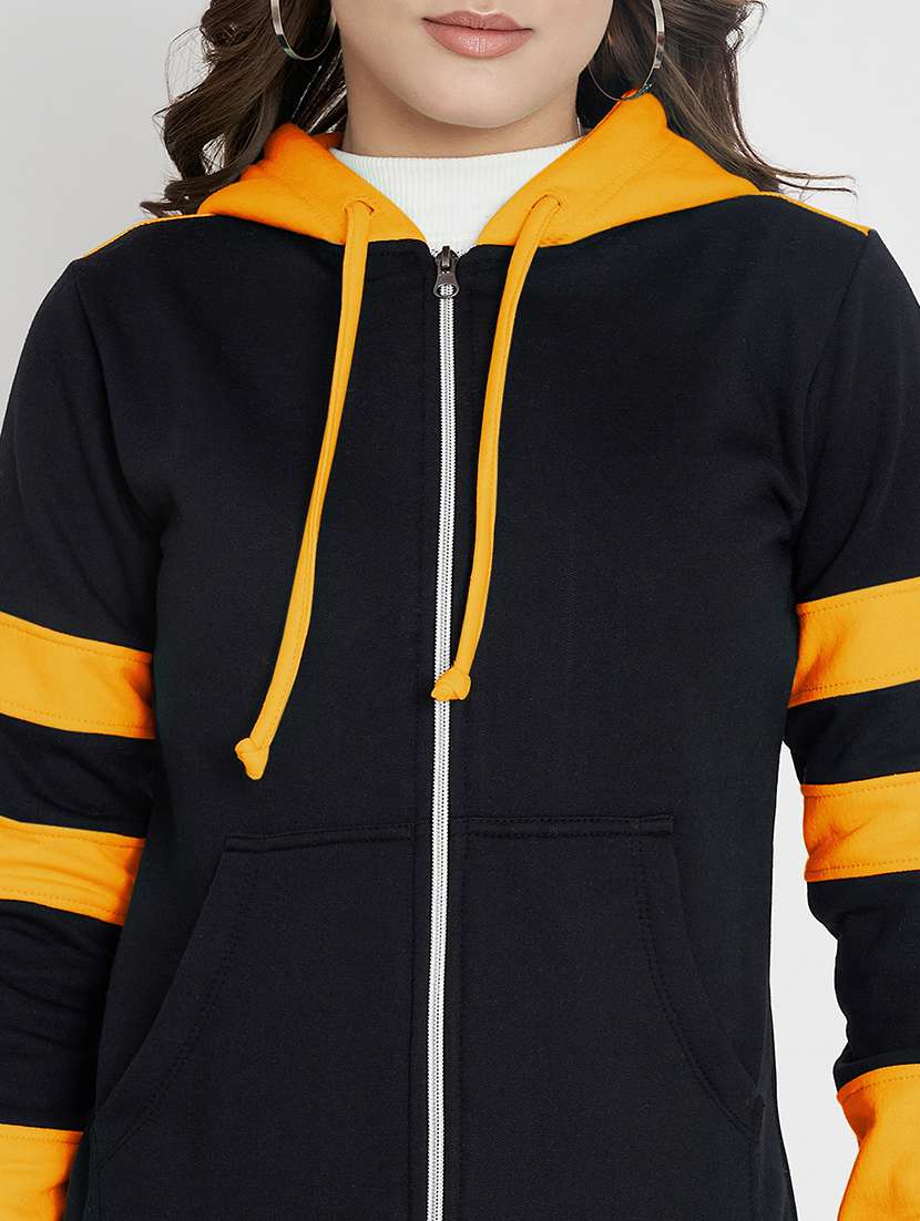 women color blocked long sleeve hooded sweatshirt - 22086973 -  Standard Image - 4