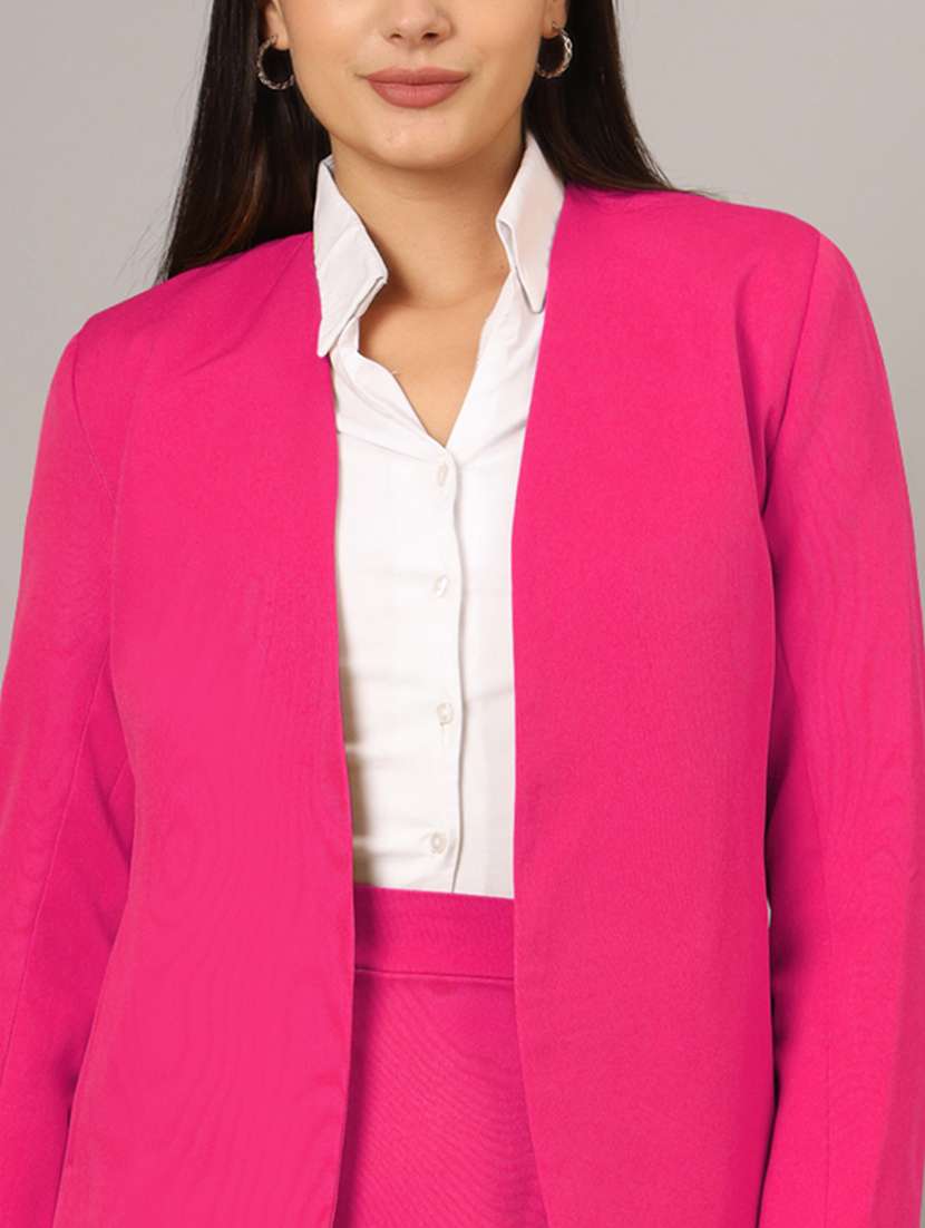 women solid long sleeve blazer & skirt co-ord set - 22086992 -  Standard Image - 6