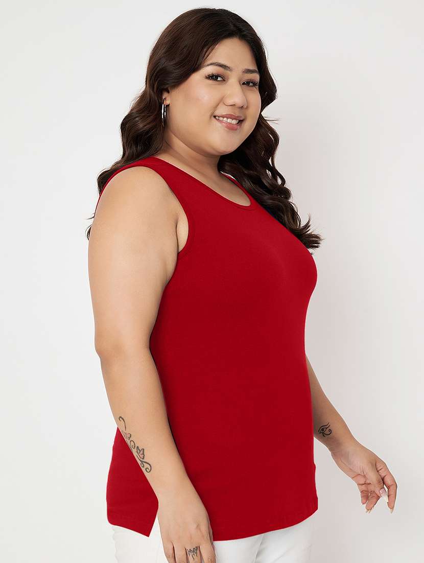 women plus size solid sleeveelsss camisole - 22087024 - Standard Image - 1