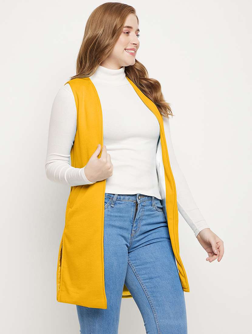 women solid sleeveless winterwear shrug - 22087040 -  Standard Image - 1