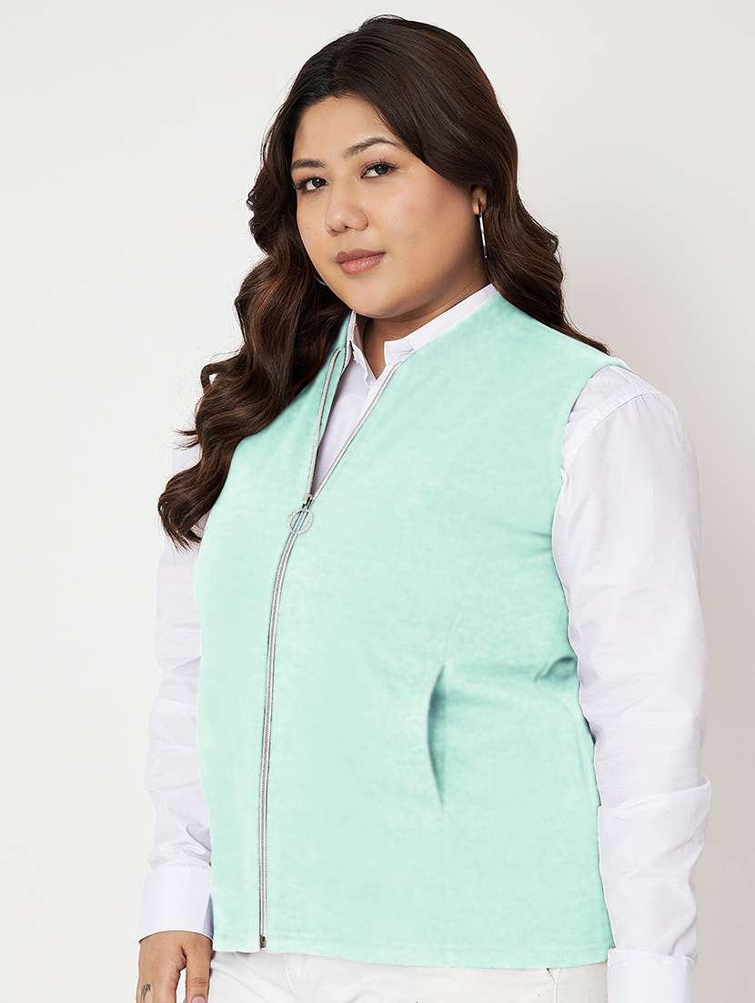 women plus size solid sleeveless jacket - 22087044 -  Standard Image - 1