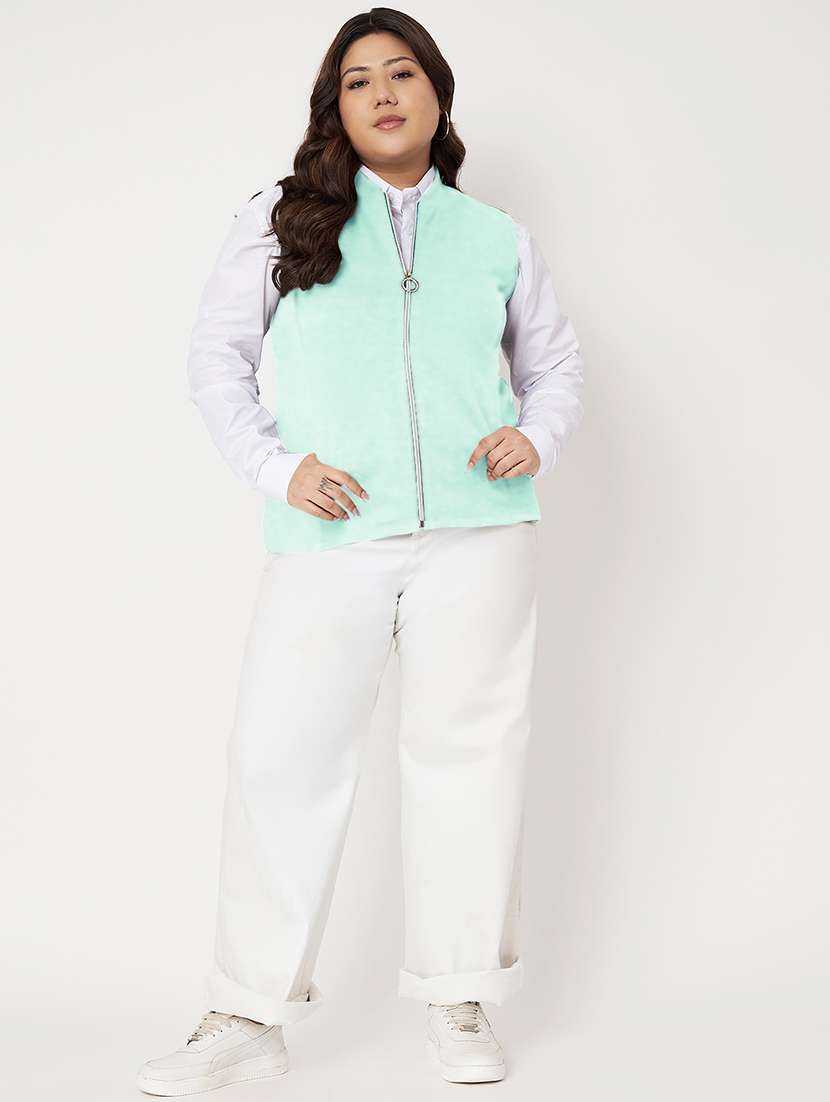 women plus size solid sleeveless jacket - 22087044 -  Standard Image - 4