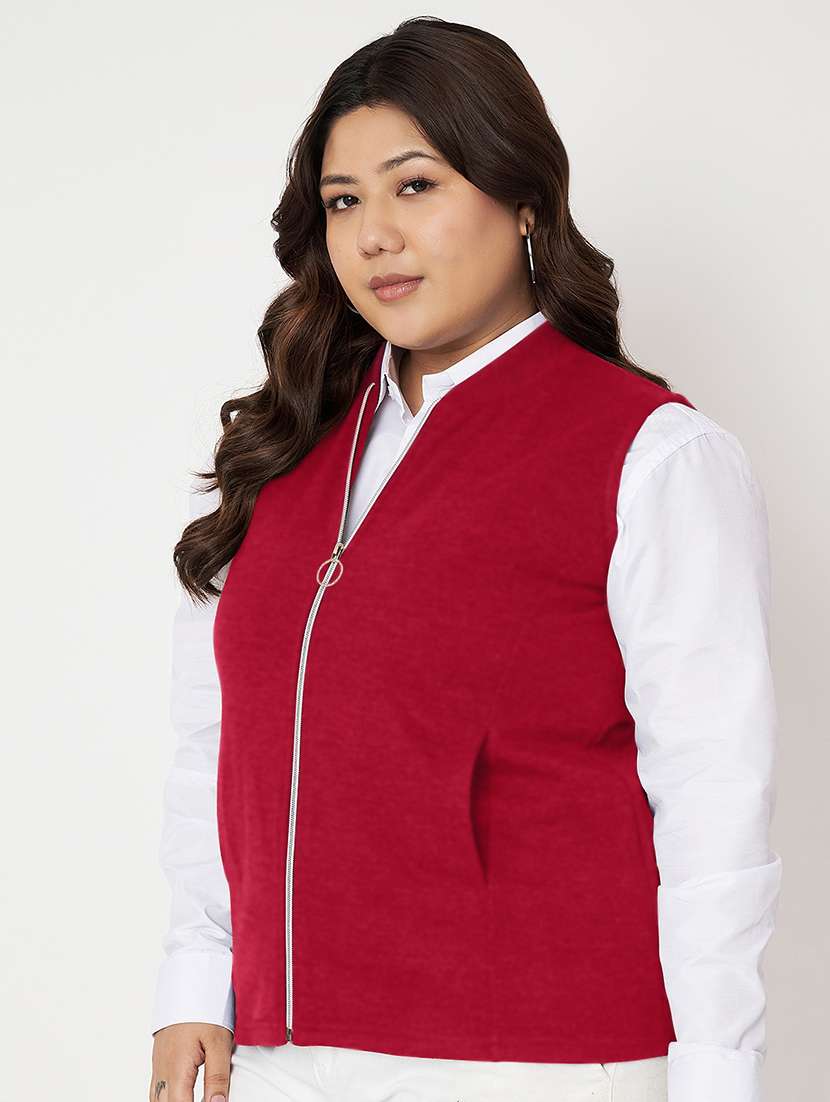 women plus size solid sleeveless jacket - 22087045 -  Standard Image - 1