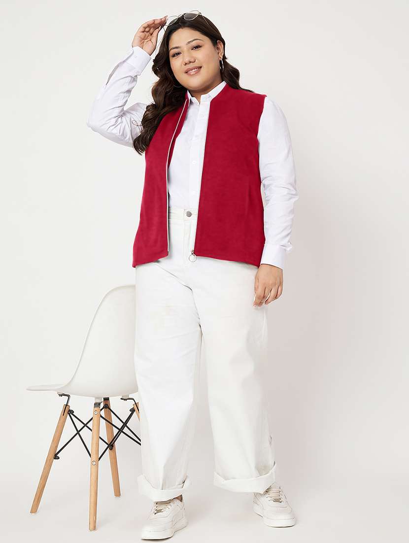 women plus size solid sleeveless jacket - 22087045 -  Standard Image - 4