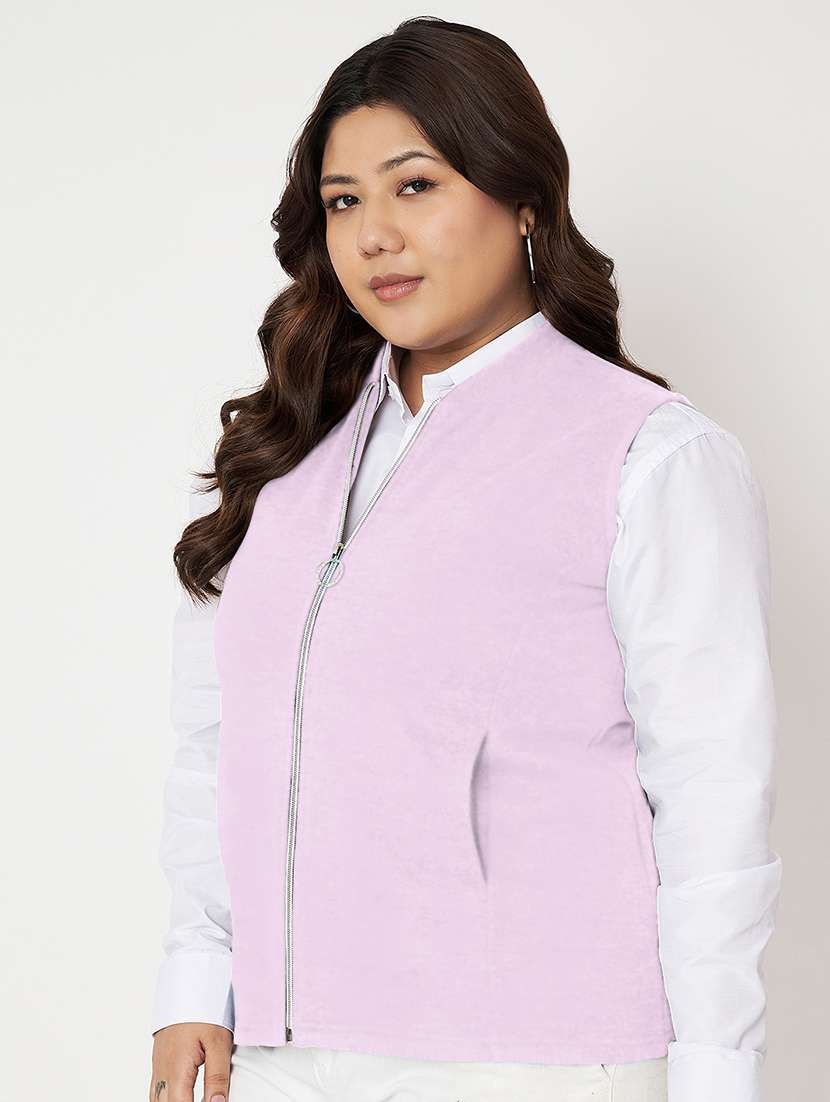 women plus size solid sleeveless jacket - 22087046 -  Standard Image - 1