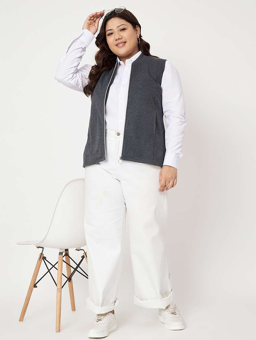 women plus size solid sleeveless jacket - 22087047 -  Standard Image - 4