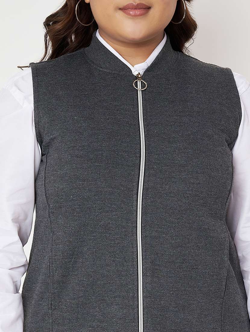 women plus size solid sleeveless jacket - 22087047 -  Standard Image - 6