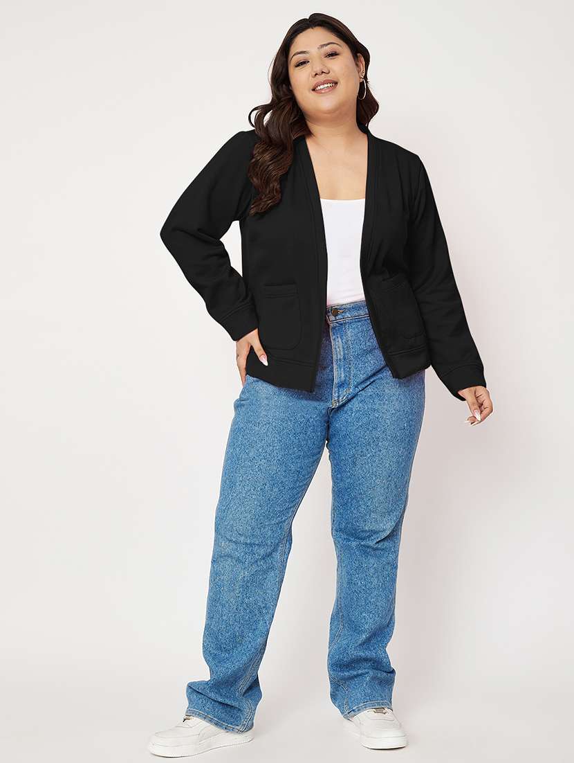 Women Plus Size Solid Long Sleeve Jacket Shrug - 22087050 -  Standard Image - 4