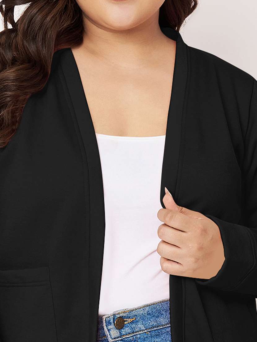Women Plus Size Solid Long Sleeve Jacket Shrug - 22087050 -  Standard Image - 6
