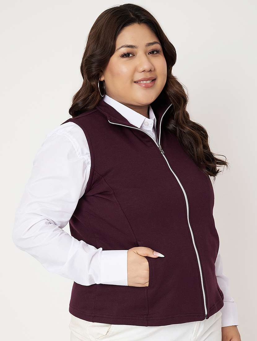 women plus size solid sleeveless jacket - 22087051 -  Standard Image - 1