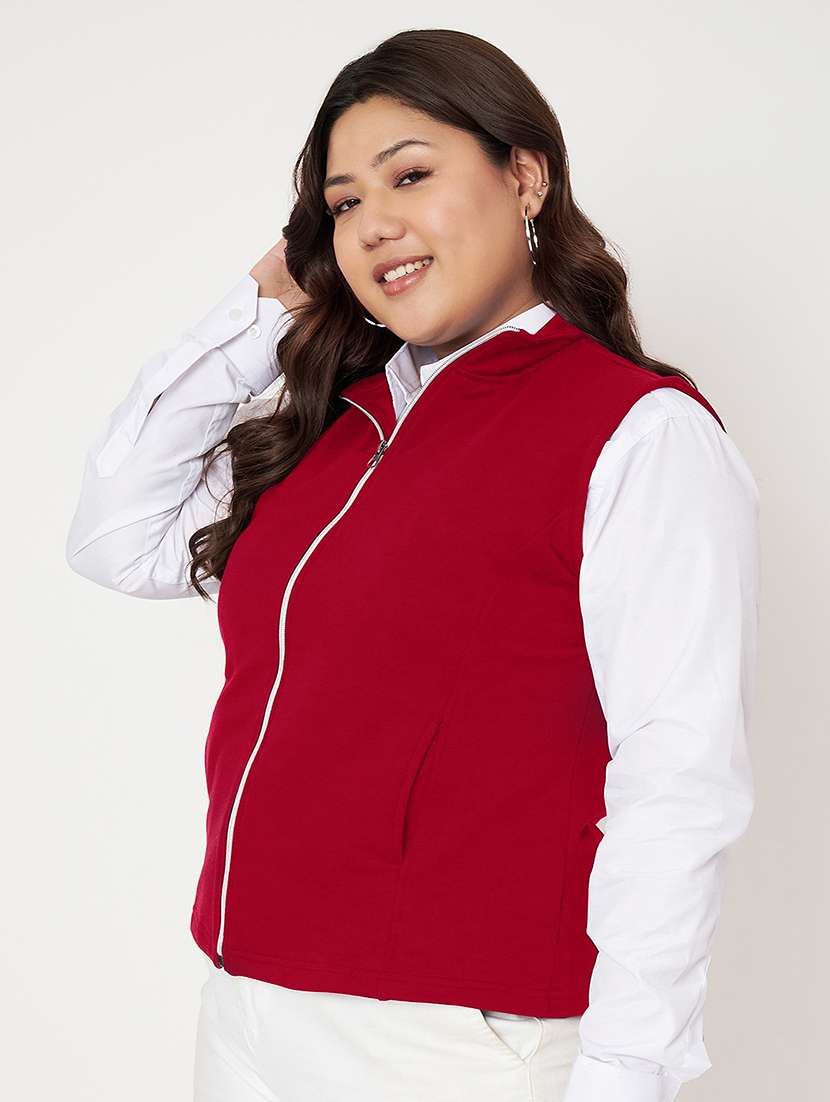 women plus size solid sleeveless jacket - 22087052 -  Standard Image - 1