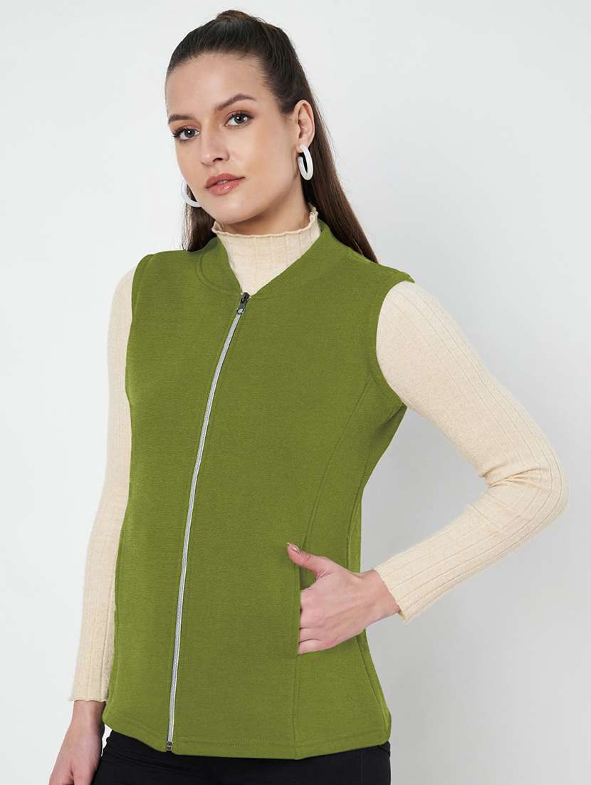 women solid sleeveless jacket - 22087077 -  Standard Image - 1